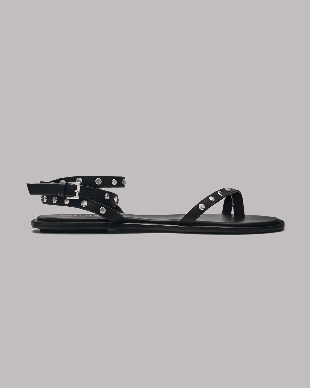 The Black Thin Studded Leather Sandals