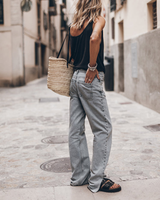 The Blue Straight Slit Jeans
