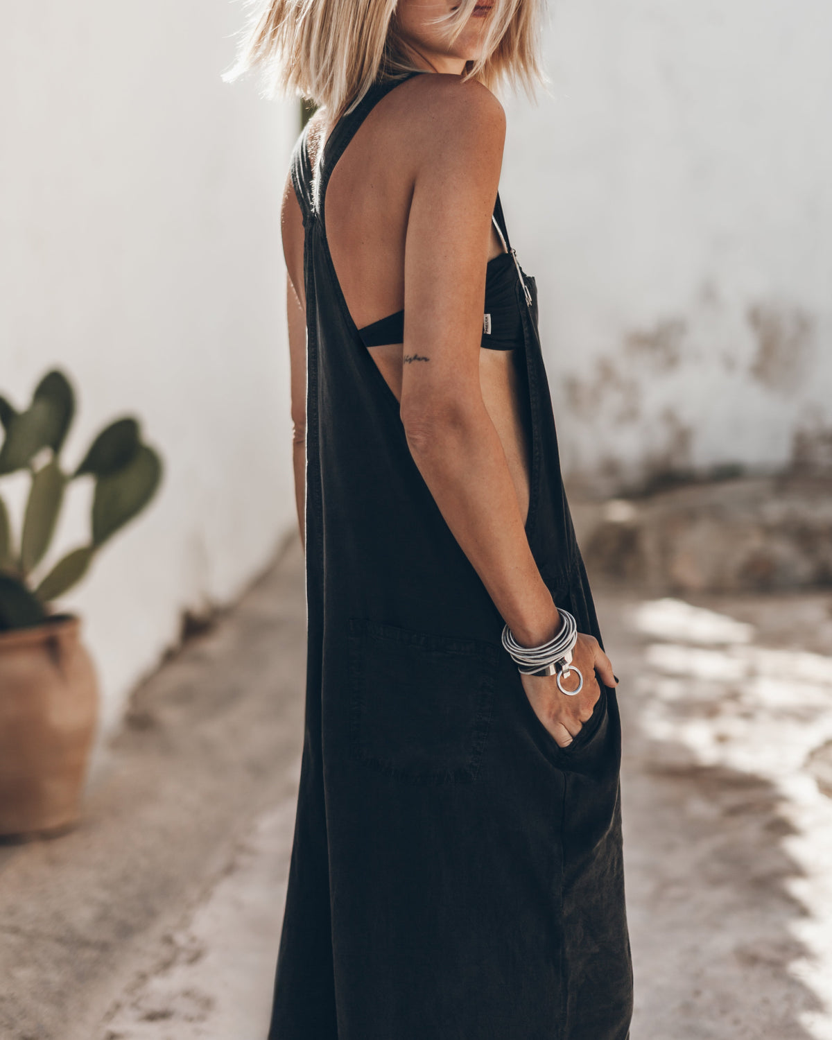 The Dark Flowy Dungarees