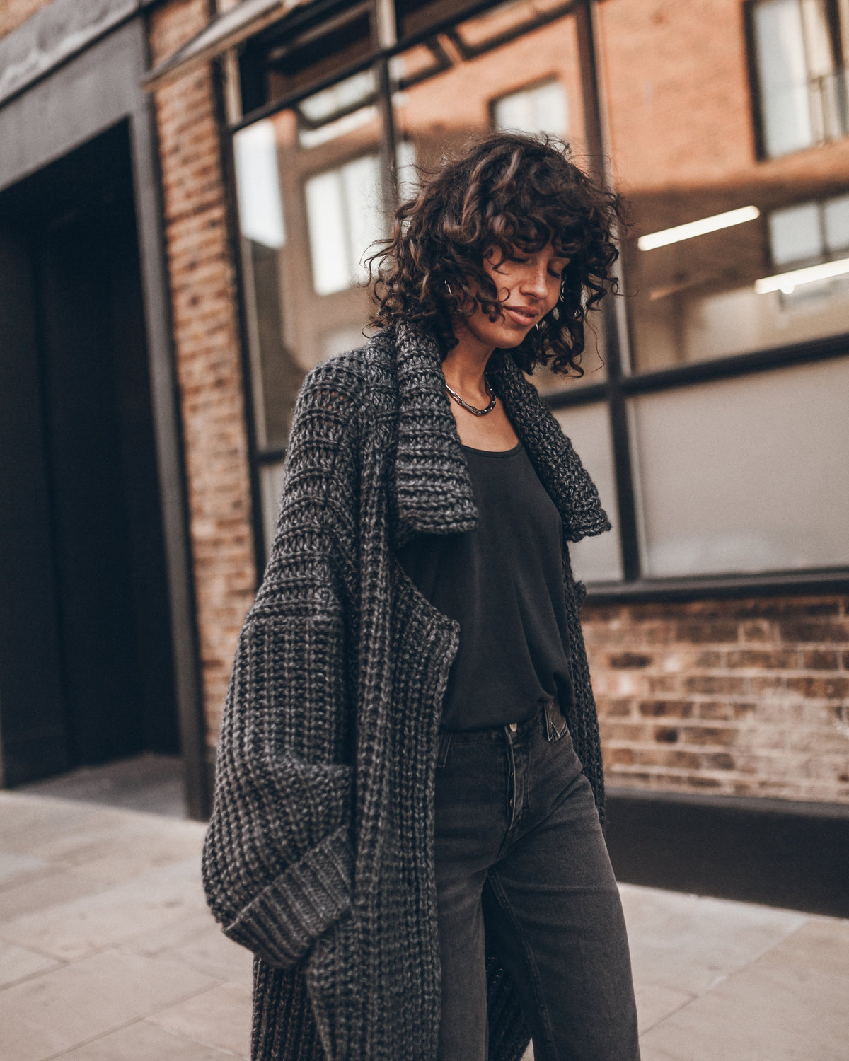 The Dark Grey Long Knitted Cardigan