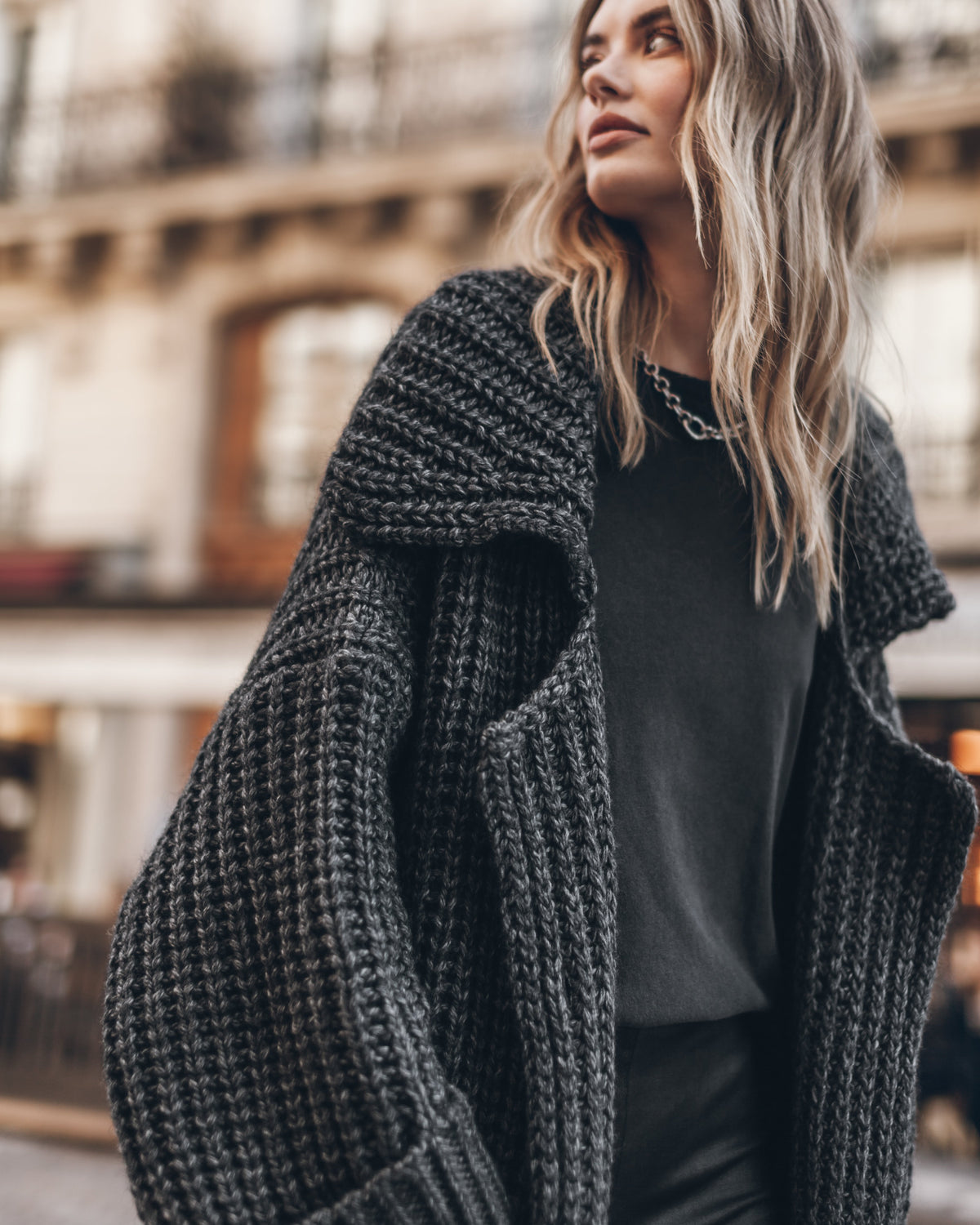 The Dark Grey Long Knitted Cardigan