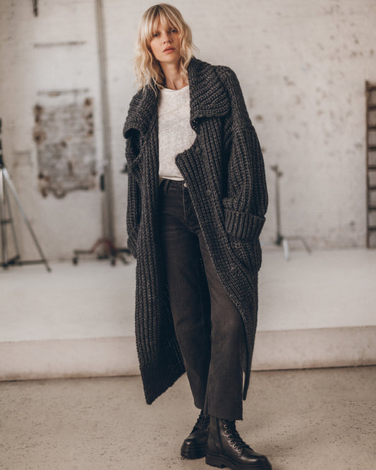 The Dark Grey Long Knitted Cardigan