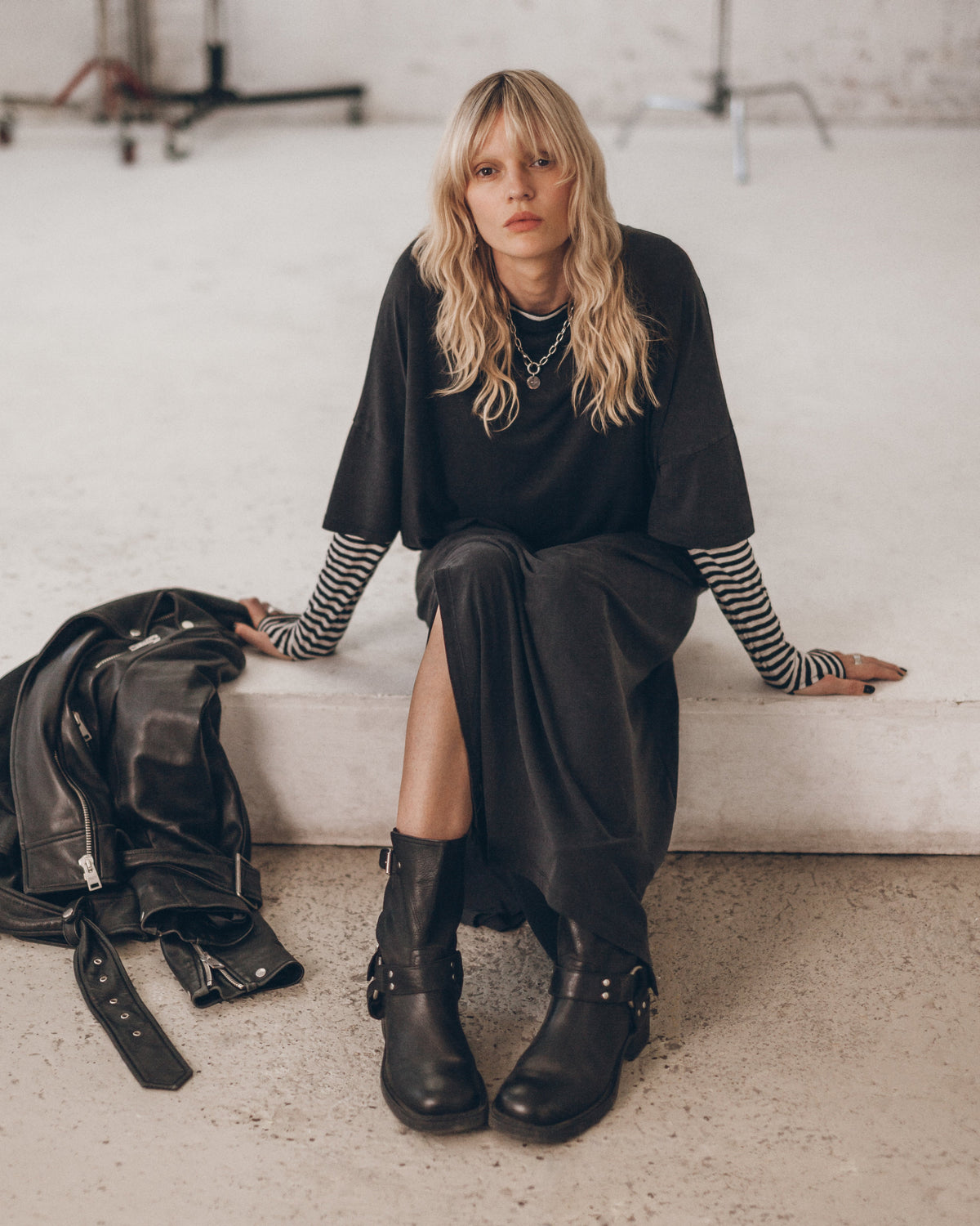 The Dark Long Loose T-Shirt Dress