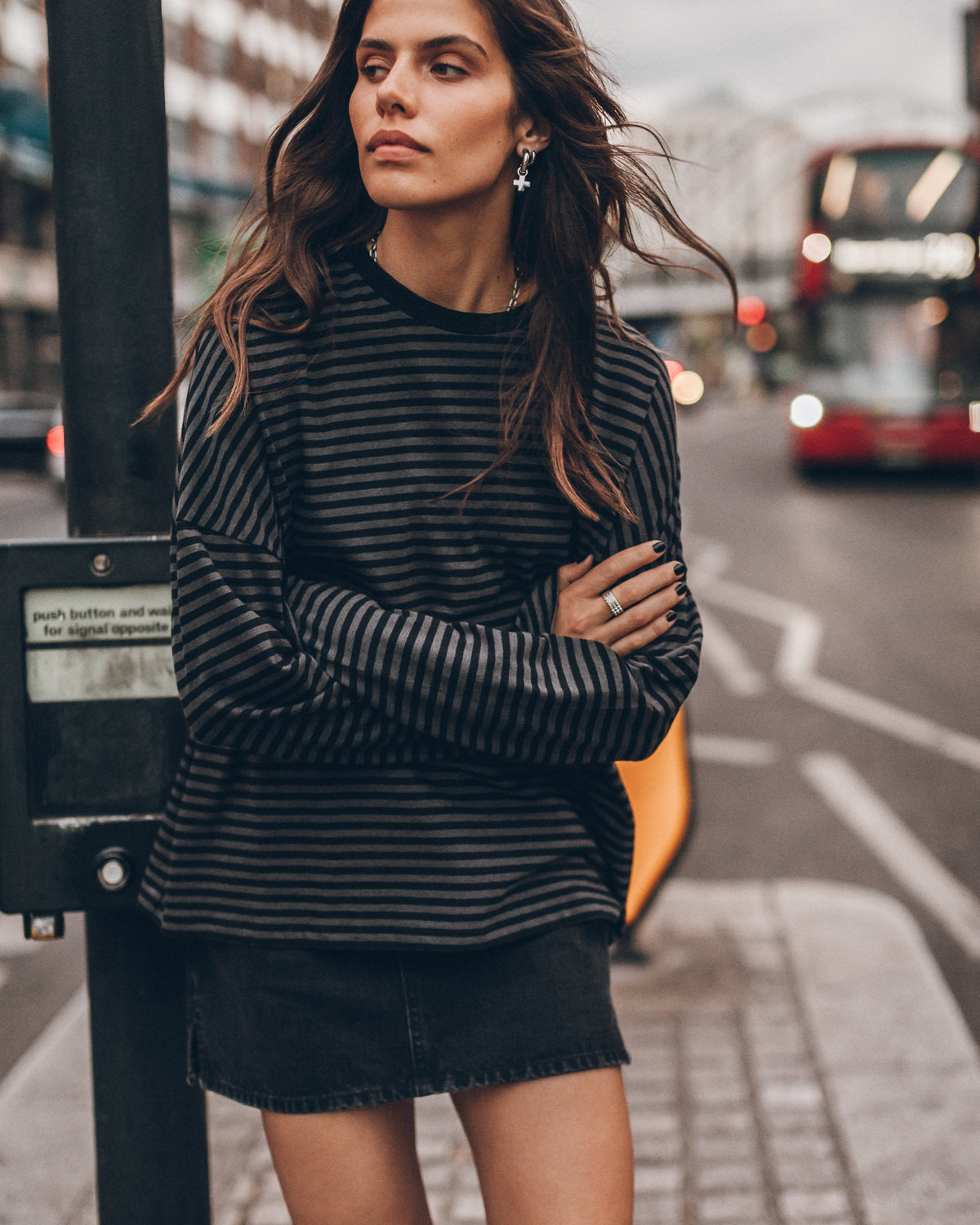 The Dark Striped Cotton Linen Loose Longsleeve