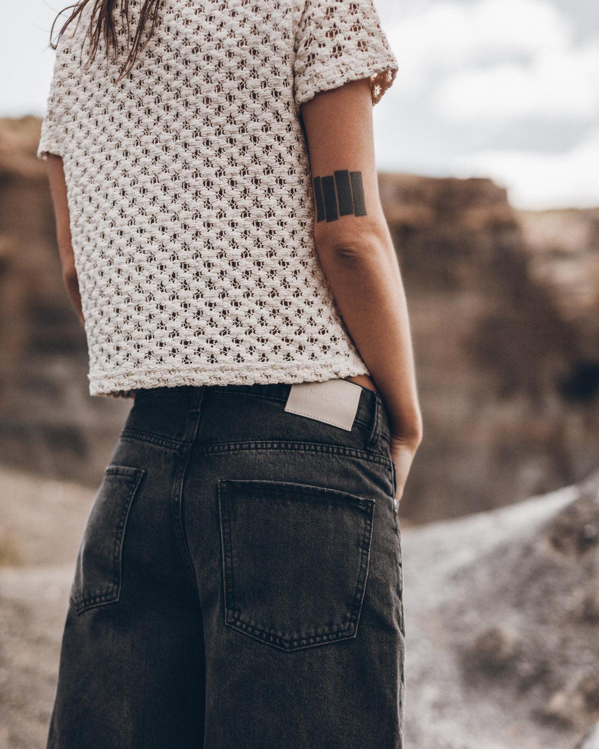 The Black Cropped Baggy Jeans