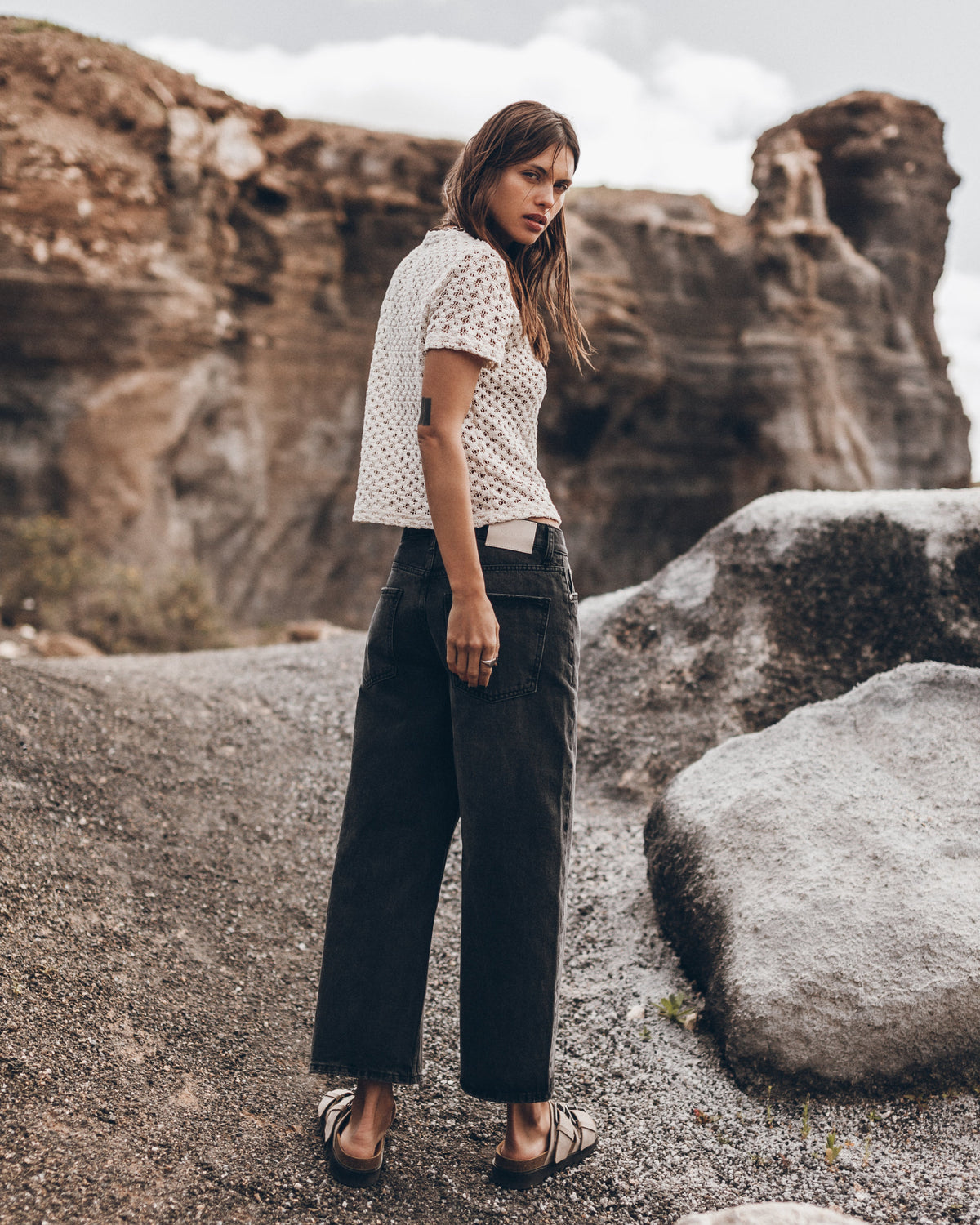 The Black Cropped Baggy Jeans