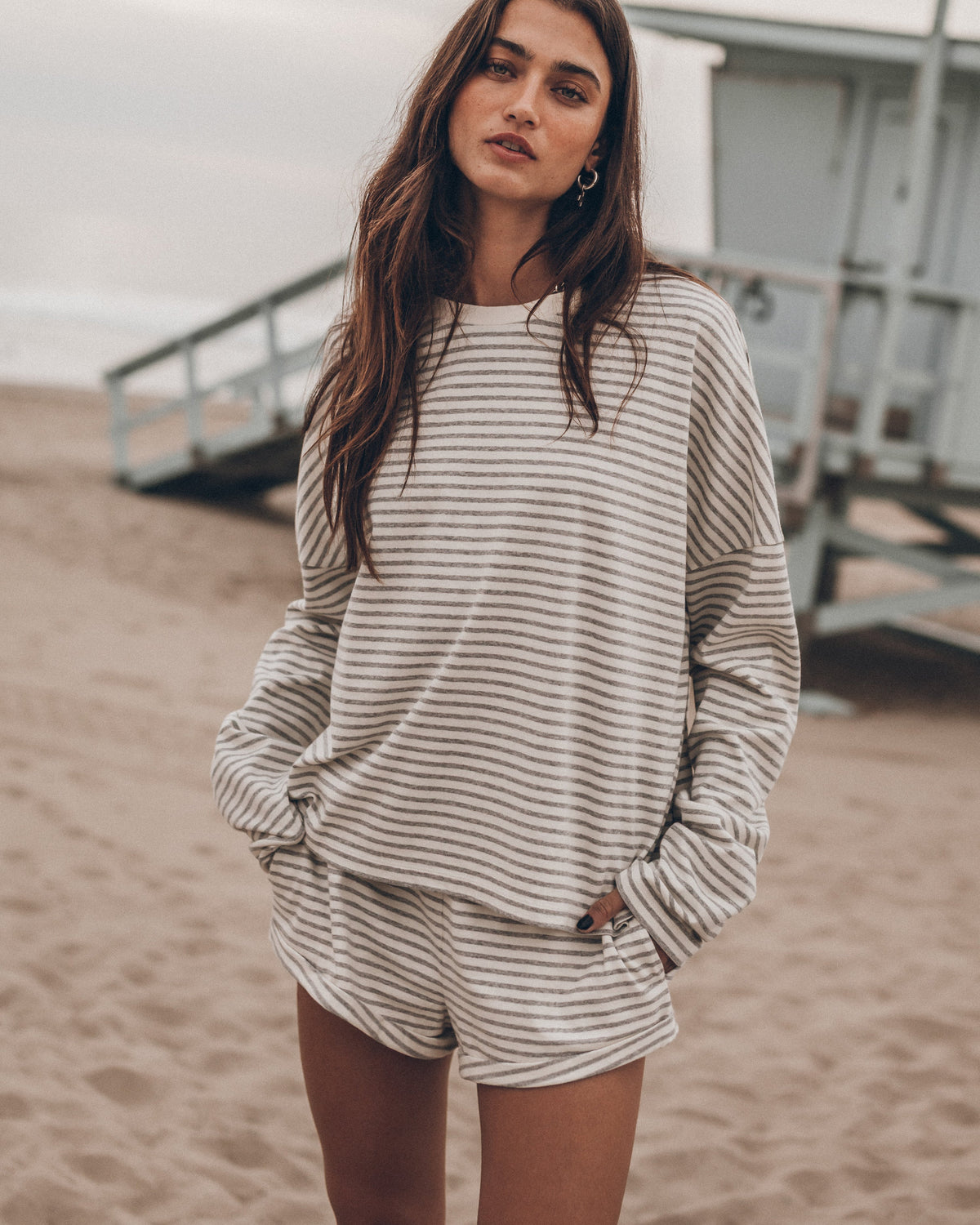 The Grey Striped Loose Cotton Longsleeve