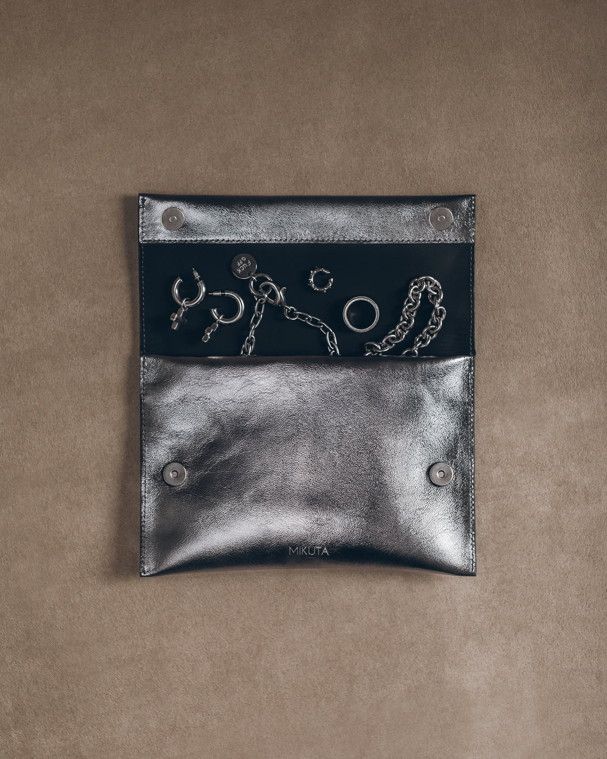 The Silver Leather Essentials Pouch