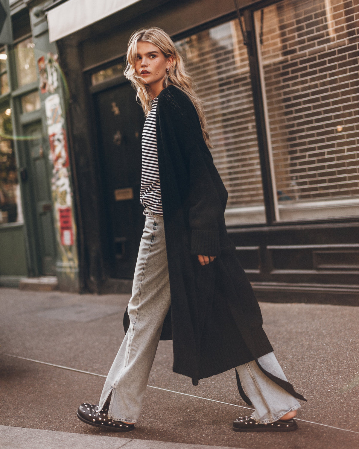 The Black Long Cotton Cardigan