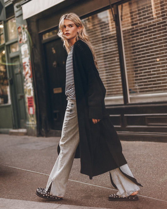 The Black Long Cotton Cardigan