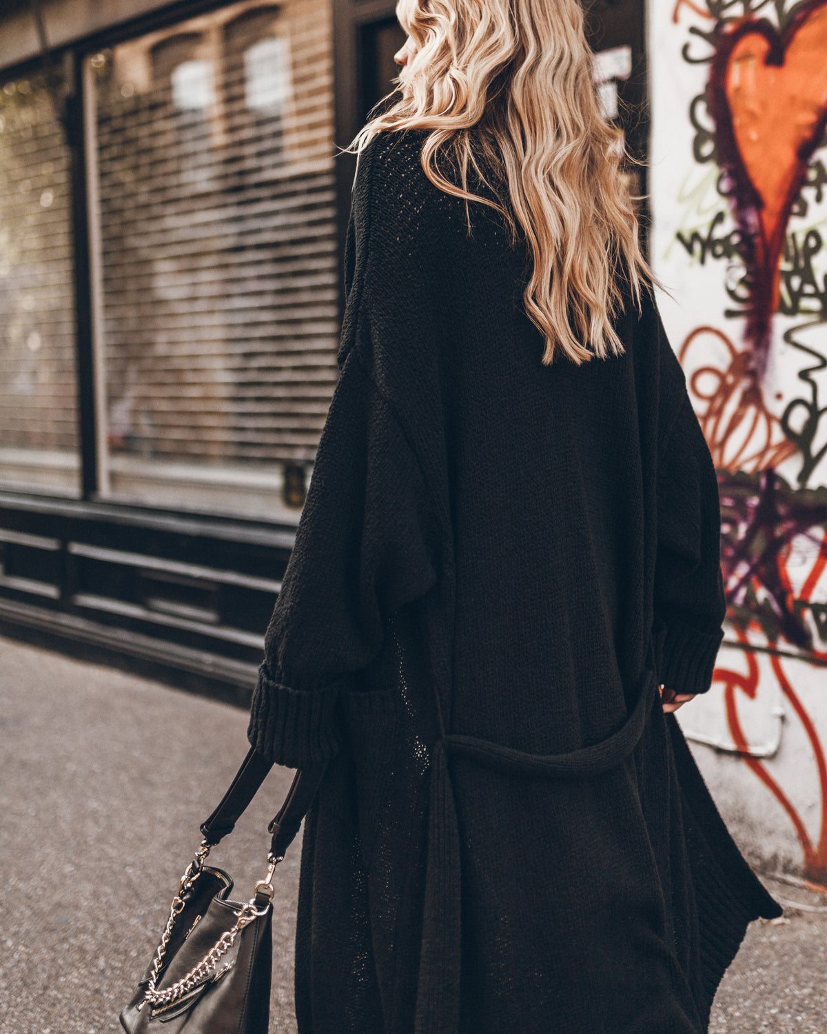 The Black Long Cotton Cardigan