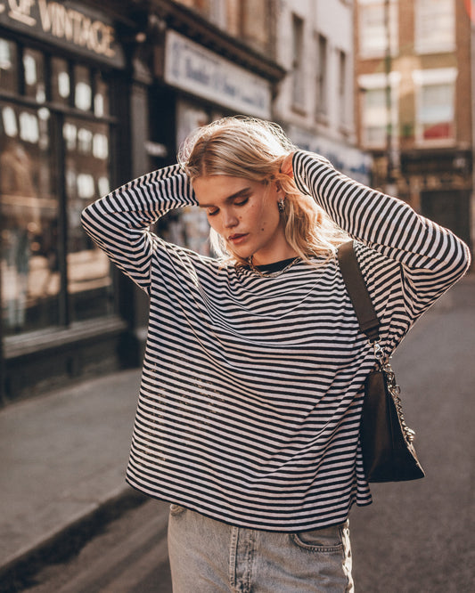 The Striped Cotton Linen Loose Longsleeve