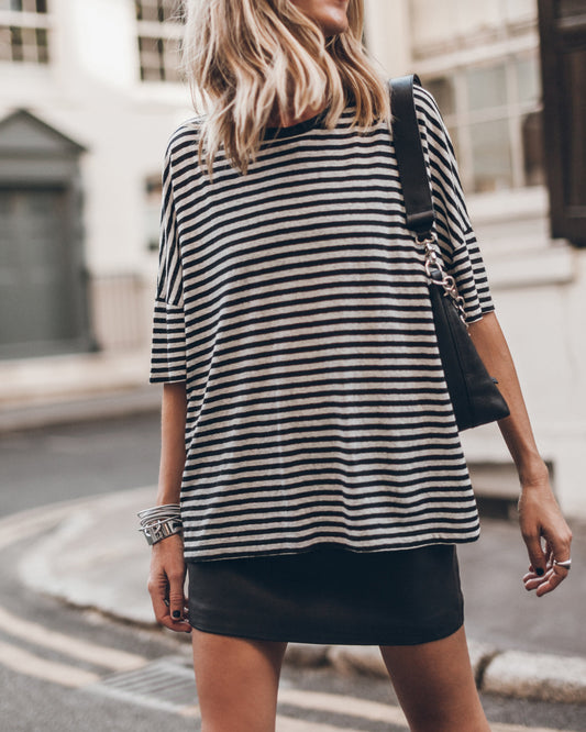 The Striped Long Loose Thin Linen T-Shirt