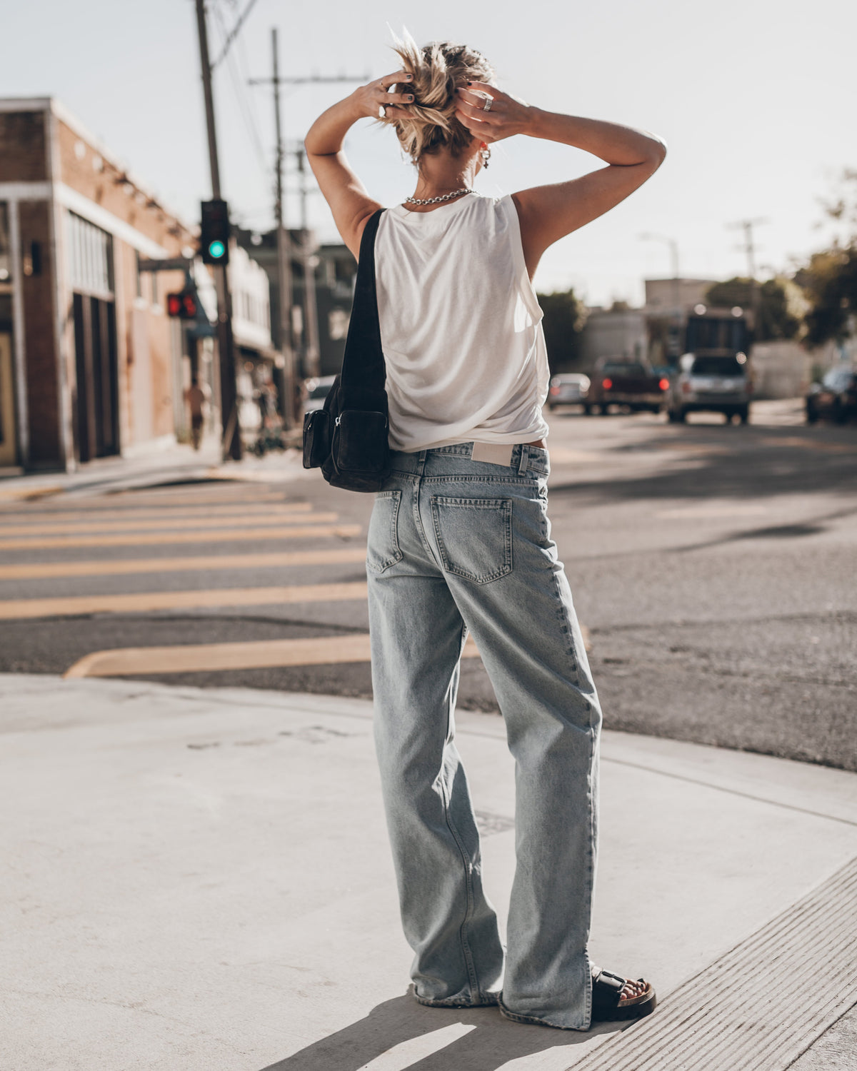 The Blue Straight Slit Jeans