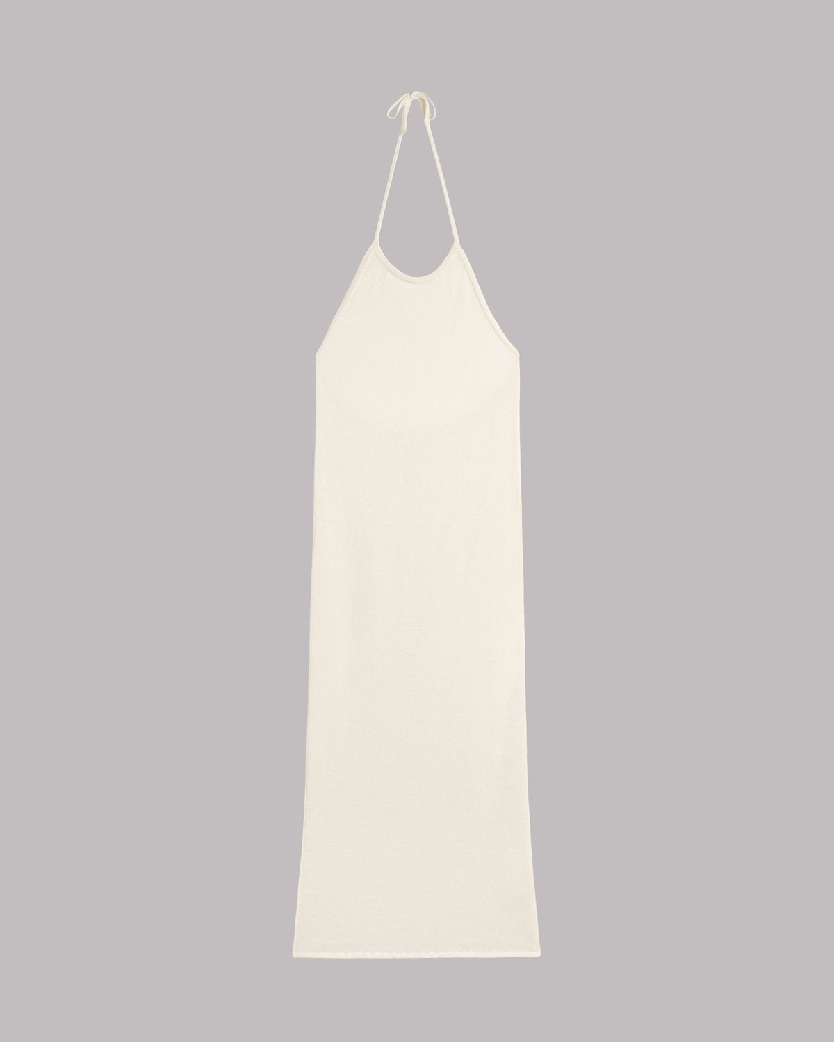 The White Halter Long Knit Dress