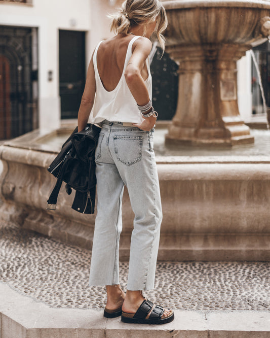 The Blue Cropped Straight Jeans