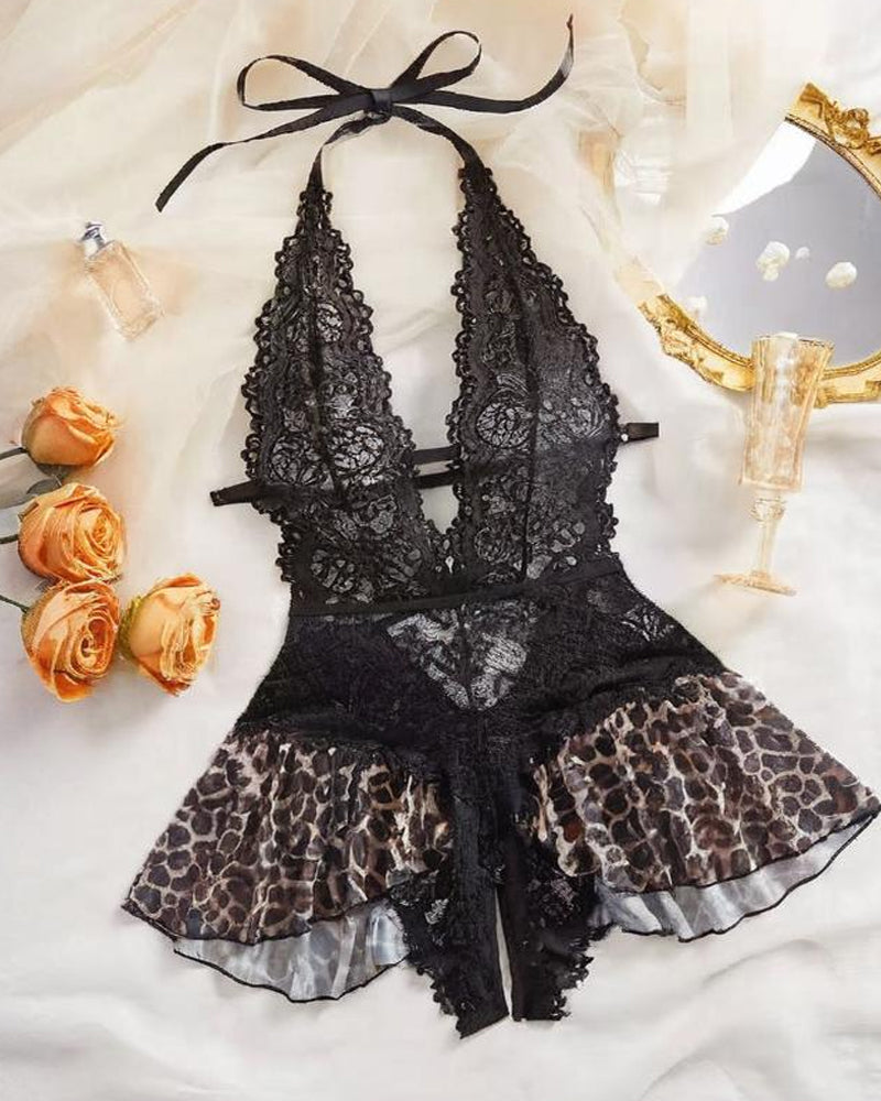 Women's Sexy Solid Color Lace Pajamas